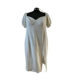 ELOQUII Off Shoulder Puff Sleeve Bustier Midi NWOT 22 Bridgerton Coquette Bridal